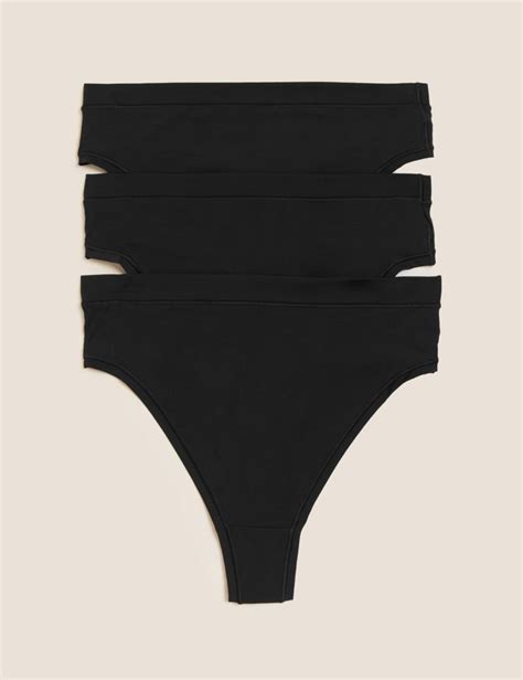 3pk Flexifit™ High Waisted Thongs - marksandspencer.com