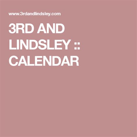 3rd And Lindsley Calendar