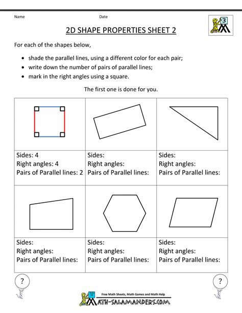 3rd Grade Geometry Worksheet