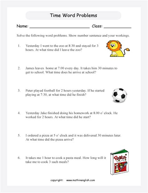 3rd Grade Math Time Word Problems