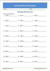 3rd Grade Math Worksheets EduMonitor