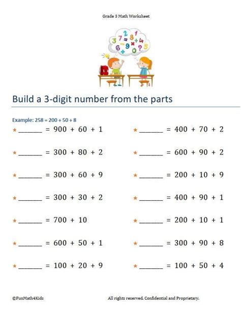 3rd Grade Math Worksheets Place Value Expanded Form Build Numbers 55