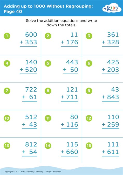 3rd Grade addition worksheets with answers free & printable