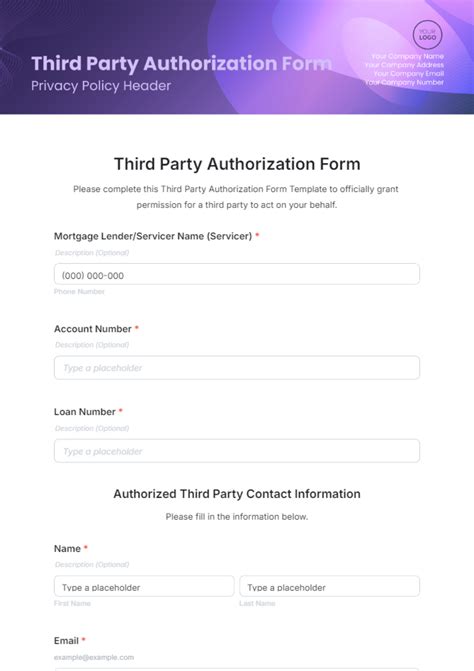 3rd Party Authorization Form Template