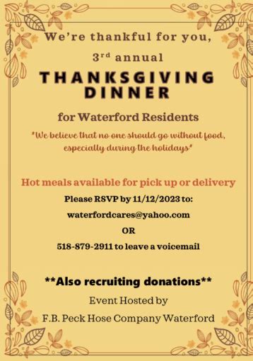 3rd annual Thanksgiving dinner for Waterford residents