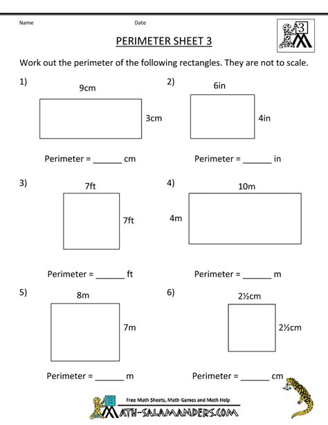 3rd Grade Area And Perimeter Worksheets Turtle Diary Perimeter 3rd Grade - Perimeter 3rd Grade