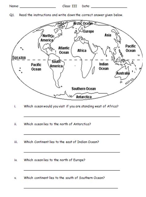3rd Grade Continents And Oceans Worksheets Learny Kids Continent Worksheet For 3rd Grade - Continent Worksheet For 3rd Grade