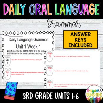 3rd Grade Dol   Daily Oral Language Activities In The Classroom Lesson - 3rd Grade Dol