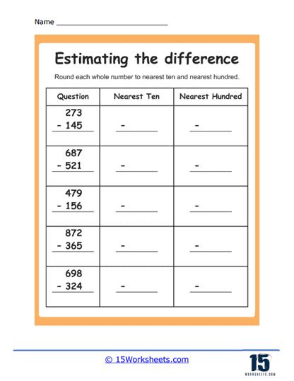 3rd Grade Estimate Differences Worksheet Estimation Worksheet 5th Grade - Estimation Worksheet 5th Grade