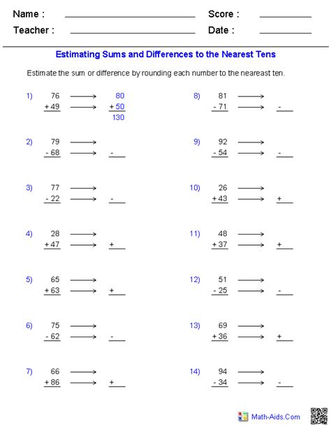 3rd Grade Estimating Sums And Differences Lesson Amp Estimating Sums 3rd Grade - Estimating Sums 3rd Grade