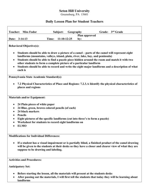 3rd Grade Geography Lesson Plan On Egypt