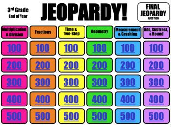 3rd Grade Jeopardy Questions   Jeopardy 3rd Grade Teaching Resources Tpt - 3rd Grade Jeopardy Questions