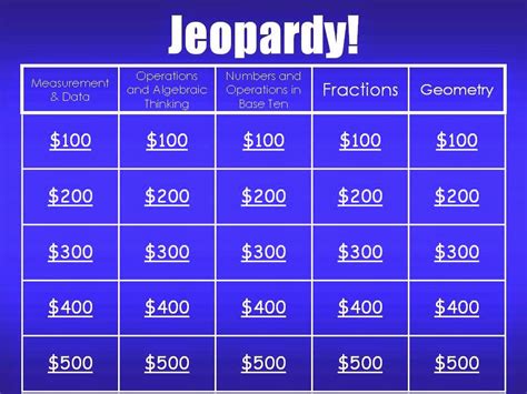 3rd Grade Math Jeopardy Template Jeopardy 3rd Grade - Jeopardy 3rd Grade