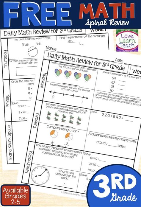 3rd Grade Math Spiral Review Morning Work Math Th Grade Spiral Worksheet - Th Grade Spiral Worksheet