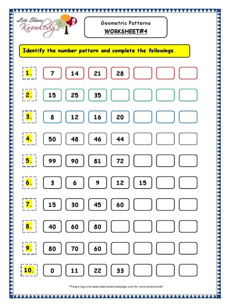 3rd Grade Pattern Worksheet   Pattern Worksheets - 3rd Grade Pattern Worksheet