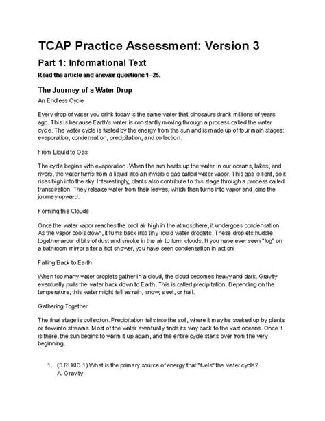 3rd Grade Tcap Practice Test