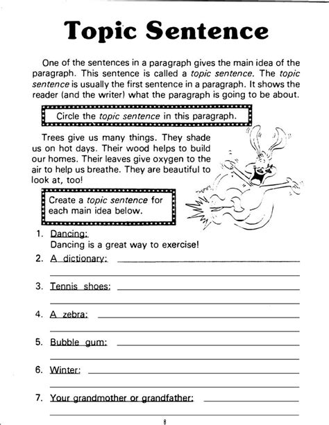 3rd Grade Topic Sentence Worksheet   Topic Sentences Worksheet For 3rd Grade Lesson Planet - 3rd Grade Topic Sentence Worksheet