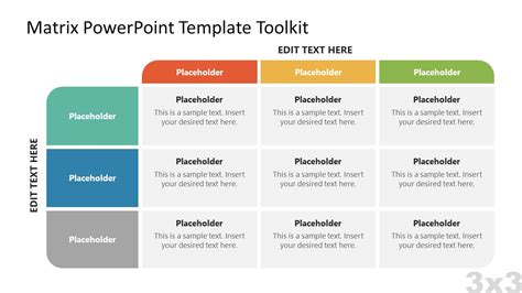 3x3 Matrix Template Slide for PowerPoint SlideModel