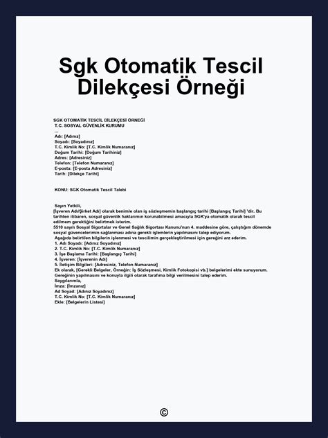 4/C Kurum Tescil Layout Dialect Example SGK.