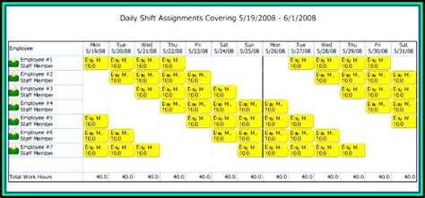 4 10 Hour Shift Schedule Templates