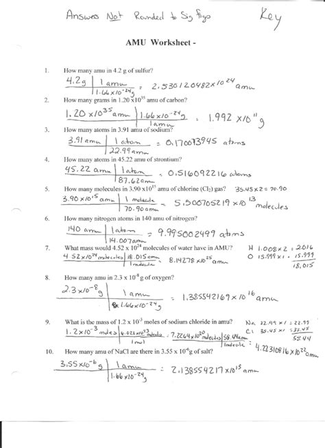 4 7 1 Mole Practice With Guidence Exercises The Mole Worksheet Chemistry Answers - The Mole Worksheet Chemistry Answers