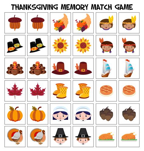 4 Best Thanksgiving Memory Game Printable