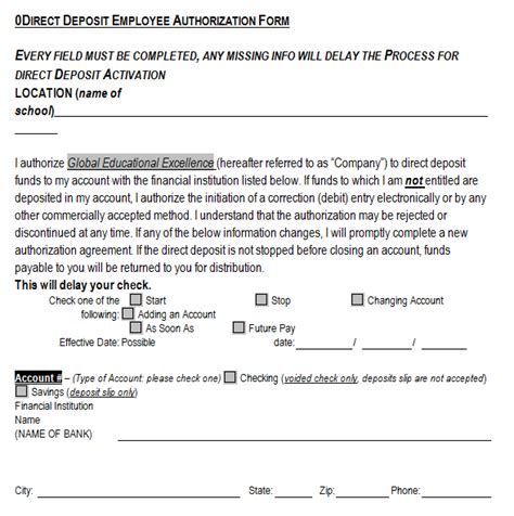 4 Direct Deposit Form Templates formats, Examples in Word Excel