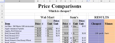 4 Excel Price Comparison Templates Excel xlts