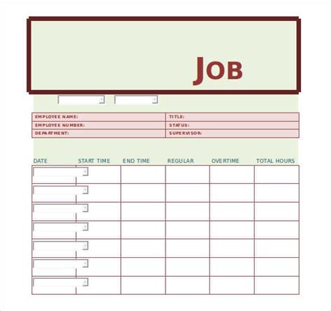 4 Free Job Sheet Templates Word Excel PDF Formats