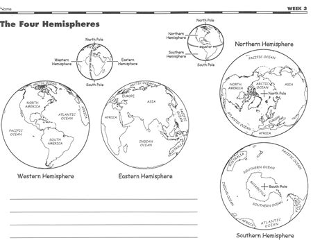 4 Hemispheres Of The Earth Worksheets - K12 Workbook