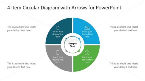 4 Item Circular Diagram with Arrows for PowerPoint SlideModel