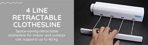 4 Line Retractable Clothesline, with Hooks, Space Saver Automatic ... - raincitystudios.com