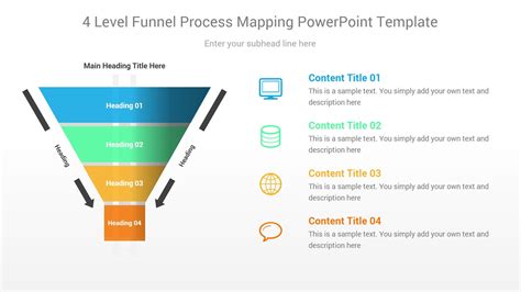 4 Level Funnel Process Mapping PowerPoint Template Process map