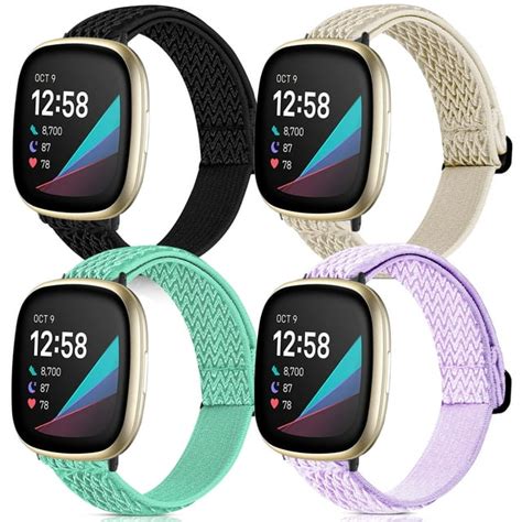 4 Pack Stretchy Bands Compatible with Fitbit Versa 3/Fitbit Versa …