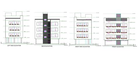 4 Storey Office Building Elevation Design Download Free AutoCAD File