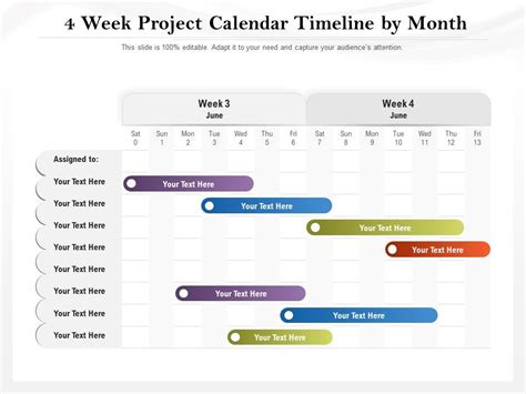 4 Week Project Calendar Timeline By Month Presentation Graphics Presentation PowerPoint