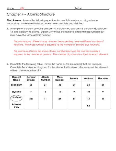 4 Atomic Structure Guided Answers Pearson Education