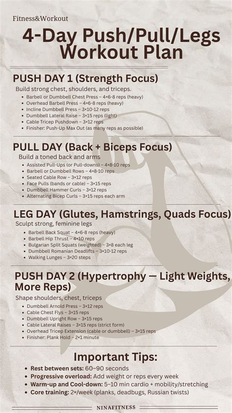 4 Day Push Pull Legs Workout Routine