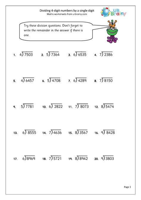 4 Digit By 1 Digit Division Word Problems Digit By Digit Division - Digit By Digit Division