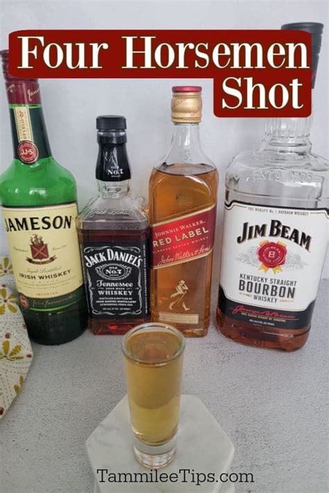 4 horseman shot. You must have heard of the four horsemen shot. This drink is an amazing mixture of four distinguished whiskeys that create a supernatural flavor and taste. Do you know what those whiskeys are? Those are – Jim Beam Bourbon, John Walker Scotch, Jack Daniel Tennessee Whisky, and Jameson Irish Whisky. 