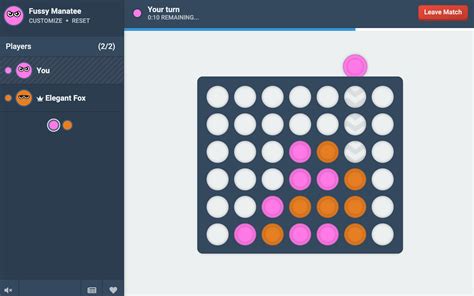 4 in a Row two player games.