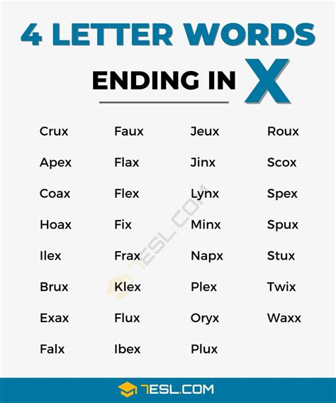 4 Letter Words Ending In X 4 Letter Words Ending With X - 4 Letter Words Ending With X