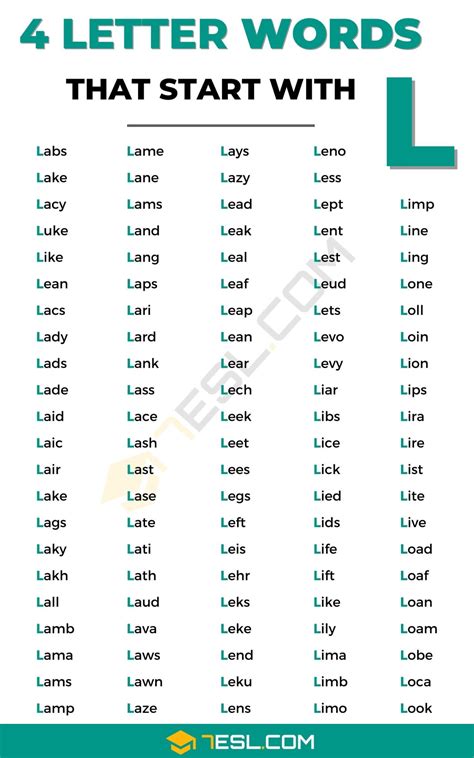4 Letter Words Starting With L Wordgenerator Org 4 Letter Words With L - 4 Letter Words With L