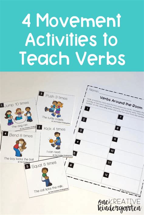 4 Movement Activities To Teach Verbs One Kreative Verbs Kindergarten - Verbs Kindergarten