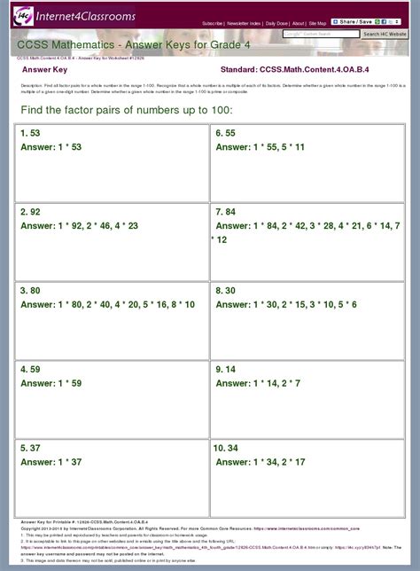 4 Oa B 4 Worksheets Common Core Math Rainbow Factors Worksheet - Rainbow Factors Worksheet