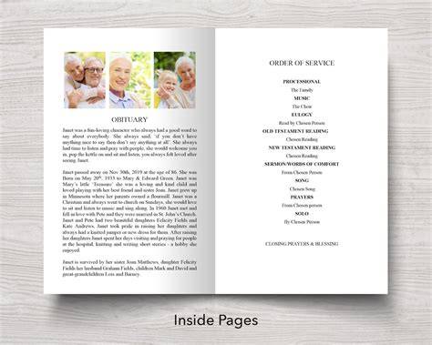 4 page funeral program template free.  Create a beautiful 4-page funeral program booklet in...