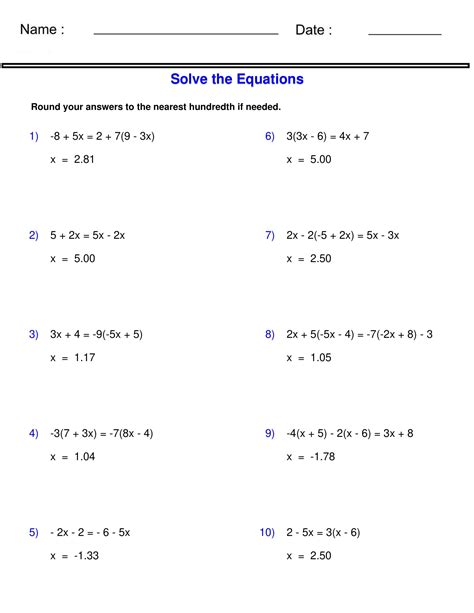  4 Practice Solving Equations With Variables On Both Sides
