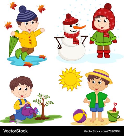 4 Seasons Kids Royalty Free Images Shutterstock Seasons Pictures For Kids - Seasons Pictures For Kids