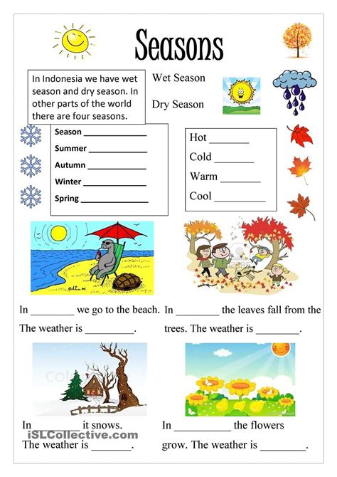 4 Seasons Printables And Worksheets Nature Inspired Learning Kindergarten Seasons Worksheet - Kindergarten Seasons Worksheet
