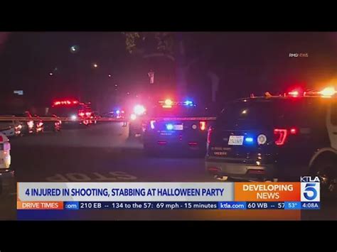 4 shot, 1 stabbed after violence breaks out at Halloween party 
